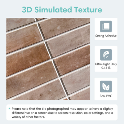 3D Terracotta Matt Linear Mosaic Peel and Stick Wall Tile