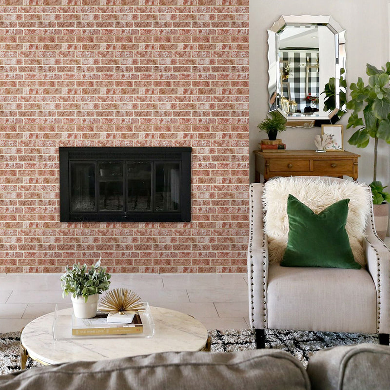 3D Whitewash Red Brick Peel and Stick Wall Tile