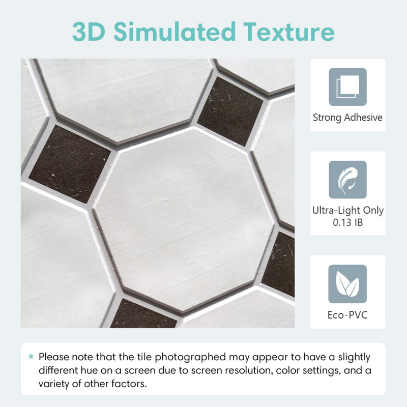 Geometrische 3D-Wandfliese zum Abziehen und Aufkleben in Weiß und Schwarz