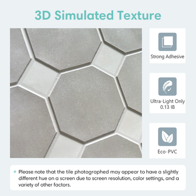 Geometrische 3D-Wandfliese zum Abziehen und Aufkleben in Grau und Weiß