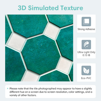 Geometrische 3D-Wandfliese zum Abziehen und Aufkleben in Grün und Weiß