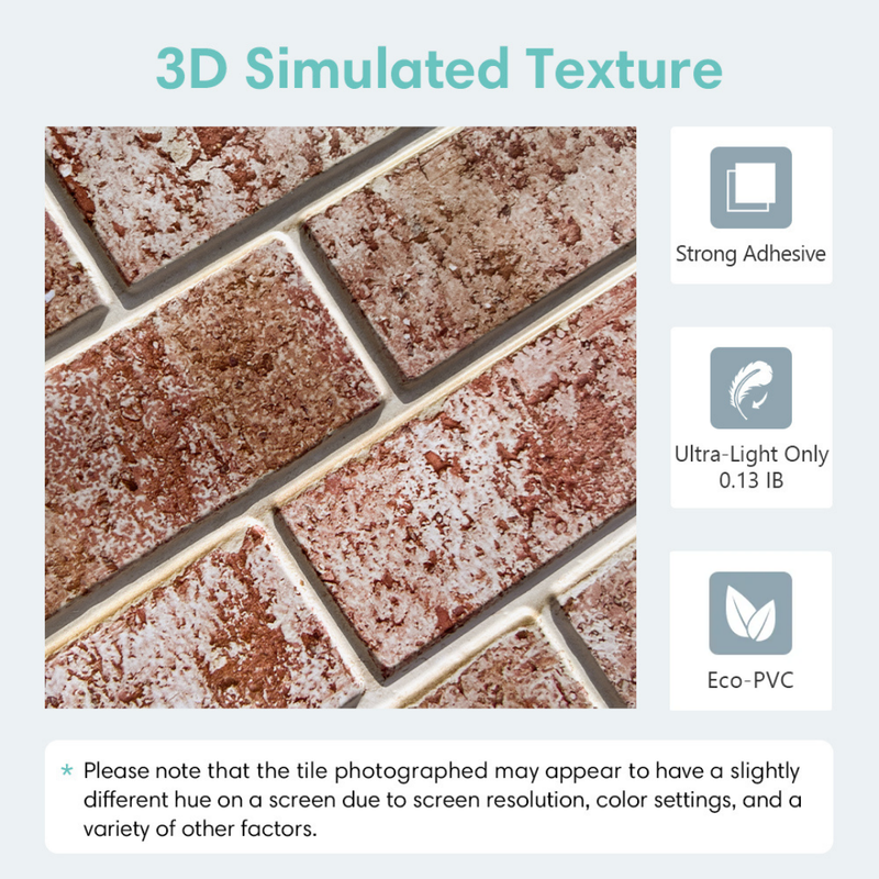 3D-Wandfliese aus rotem Ziegelstein zum Abziehen und Aufkleben