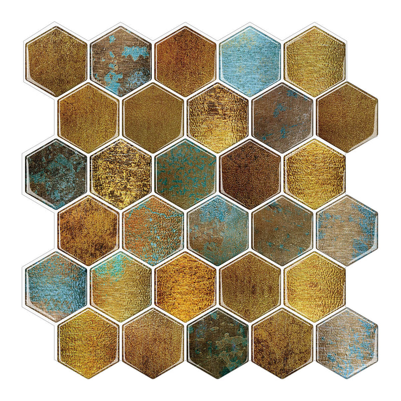 Gold Hexagon Peel and Stick Backsplash Tile - Thicker Design