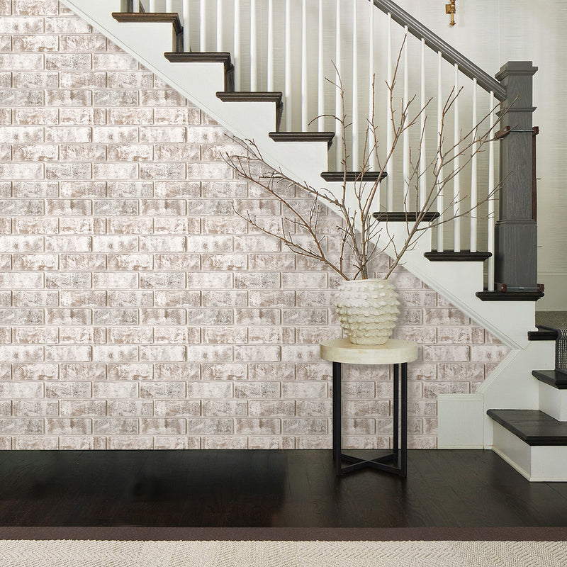 3D Whitewash Faux Brick Peel and Stick Wall Tile