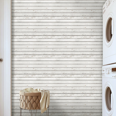 3D White Wood Grain Peel and Stick Wall Tile