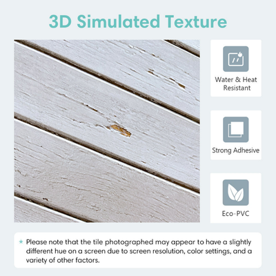 3D-Wandfliese mit weißer Holzmaserung zum Abziehen und Aufkleben