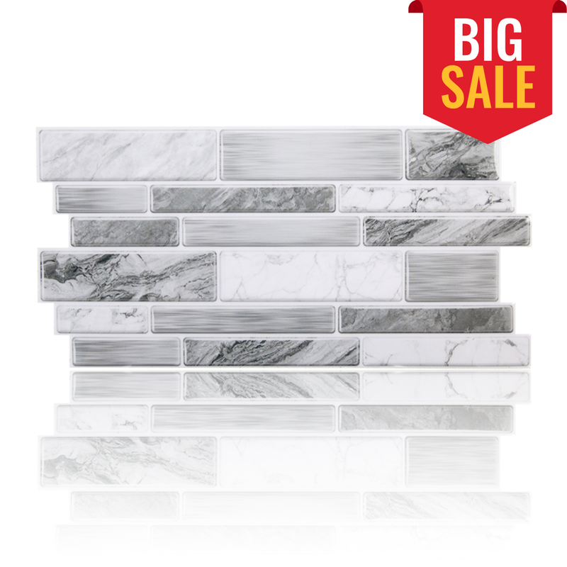 White Grey Marble Peel and Stick Tile Stickers