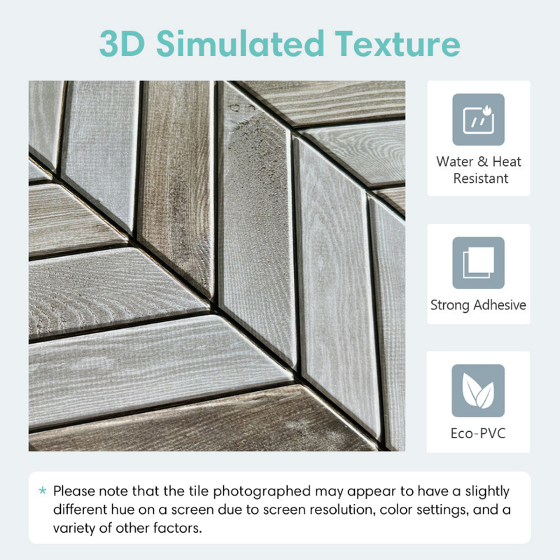 3D-Wandfliese aus Holz mit Fischgrätenmuster zum Abziehen und Aufkleben