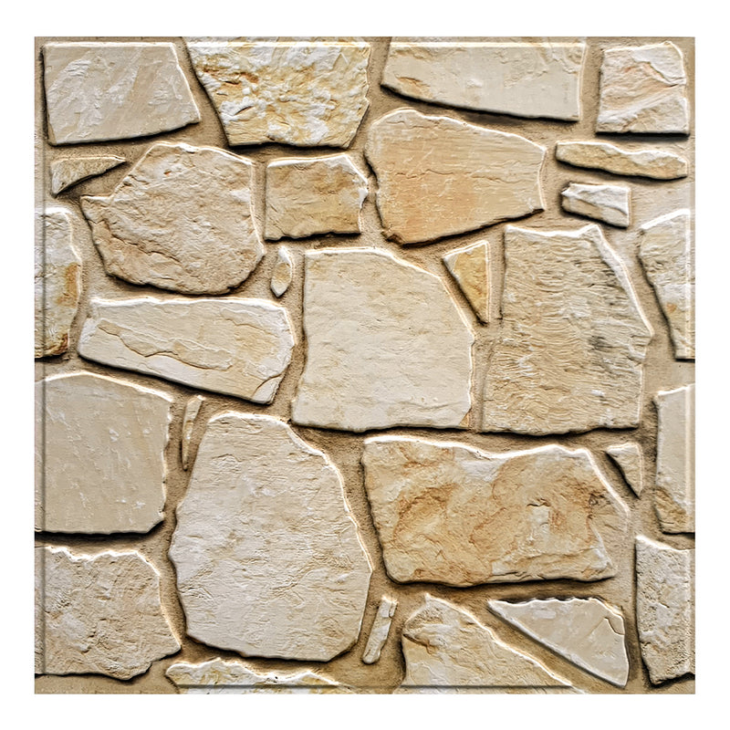 3D Light Brown Fieldstone Peel and Stick Wall Tile