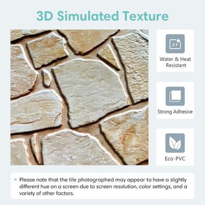 3D-Wandfliese aus hellbraunem Feldstein zum Abziehen und Aufkleben