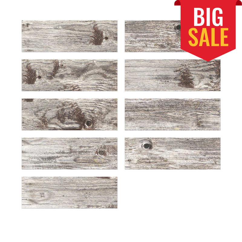 Rustic Wood Grain Subway Set Peel and Stick Tile Stickers