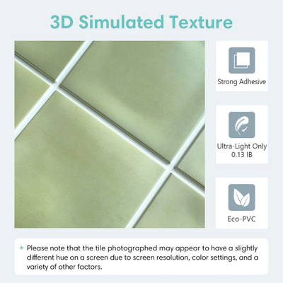3D-Wandfliese aus salbeigrüner, quadratischer Keramik zum Abziehen und Aufkleben