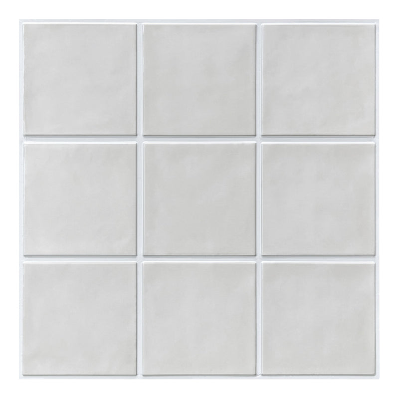 3D Mist Gray Ceramic Square Peel and Stick Wall Tile