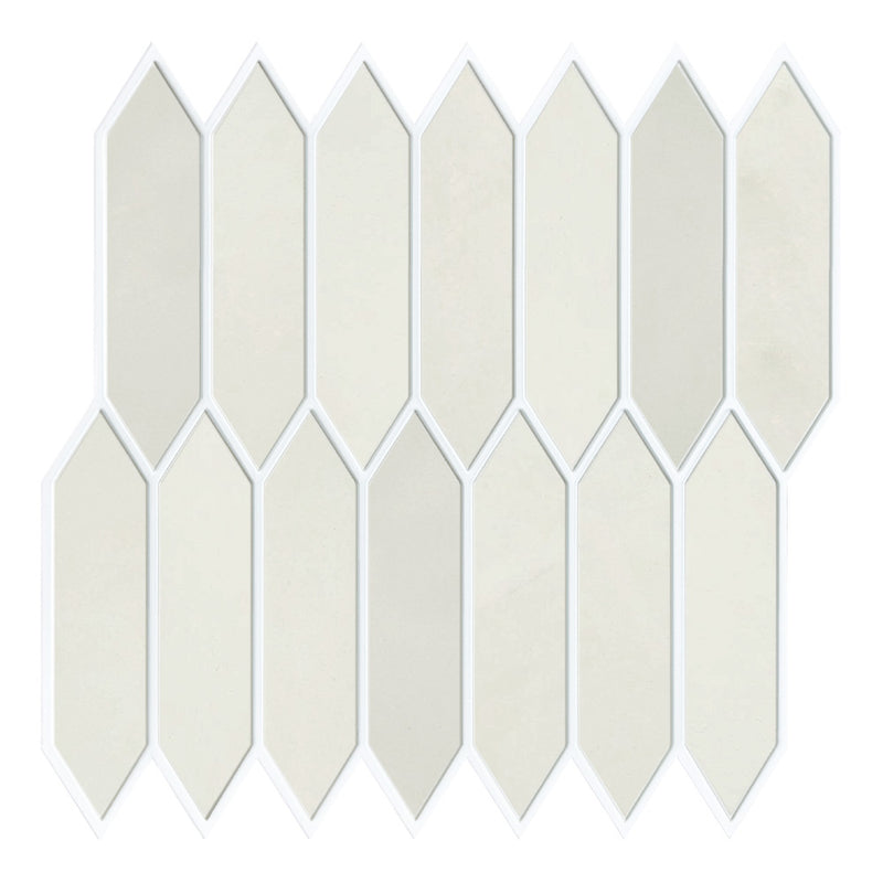 3D Light Cream Matt Elongated Hexagon Peel and Stick Wall Tile