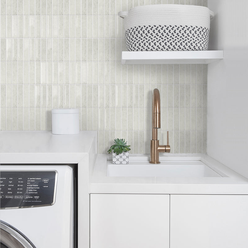 Beige Cream Color Linear Peel and Stick Backsplash Tile