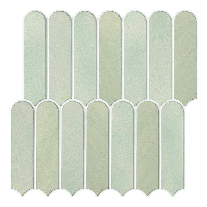 3D Light Olive Green Fish Scale Peel and Stick Wall Tile