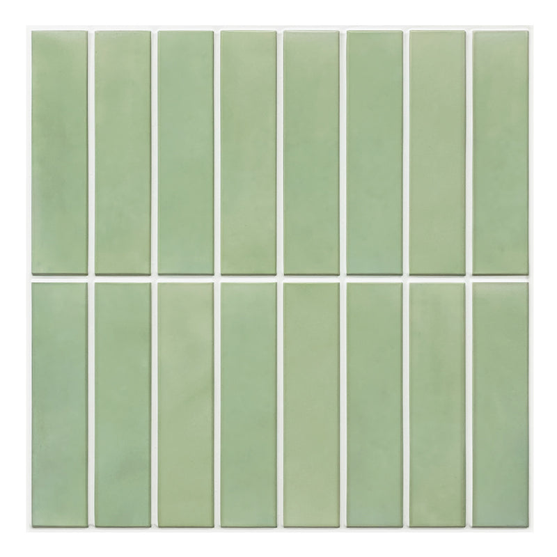 3D Sage Green Linear Mosaic Peel and Stick Wall Tile