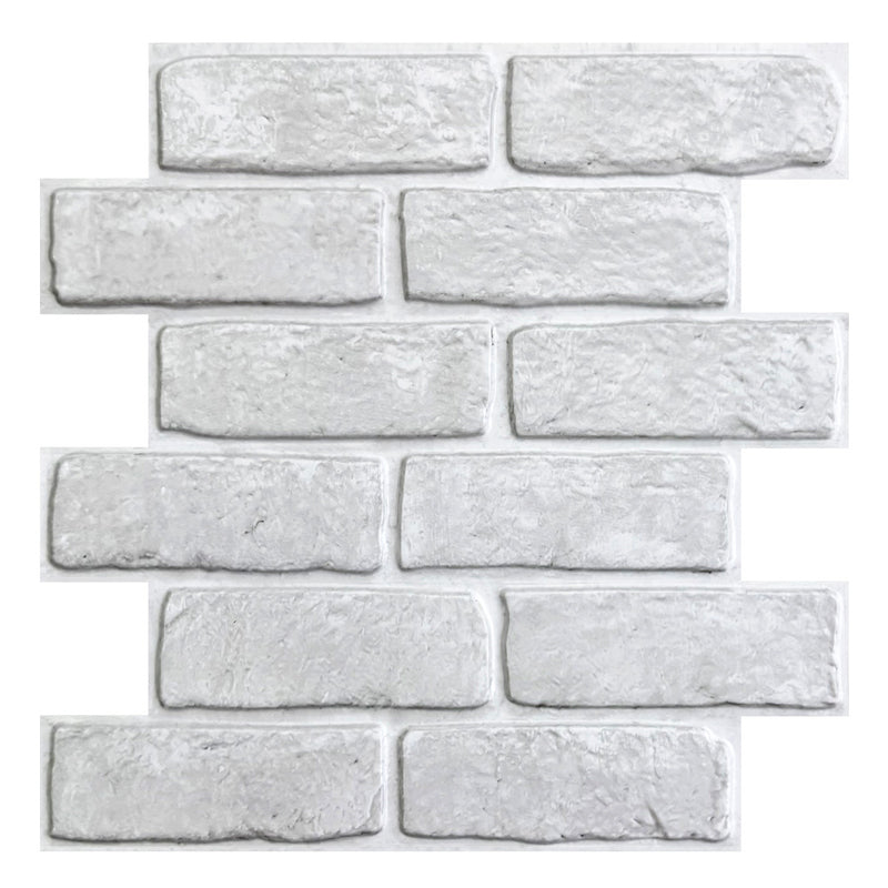 3D Vintage White Brick Peel and Stick Wall Tile