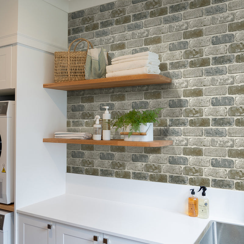 3D Rust and Grey Brick Peel and Stick Wall Tile