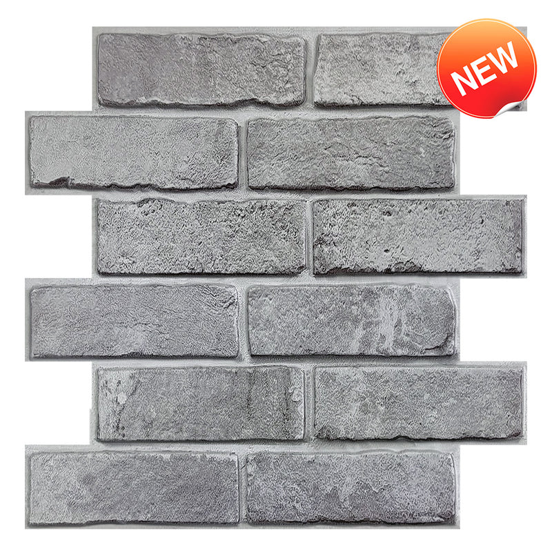 3D Natural Grey Faux Brick Peel and Stick Wall Tile