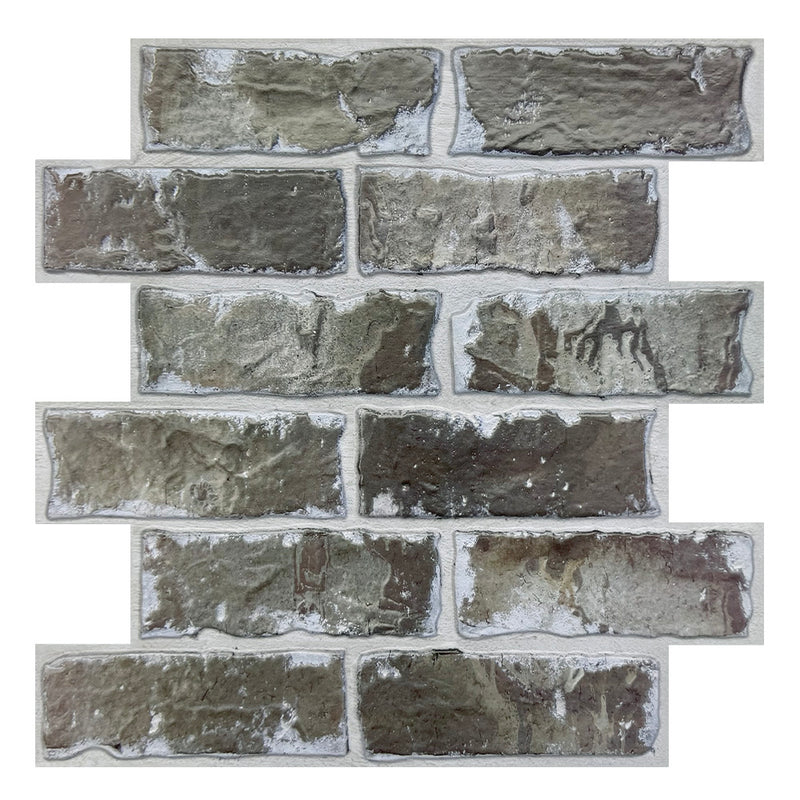 3D Dark Antique Brick Peel and Stick Wall Tile