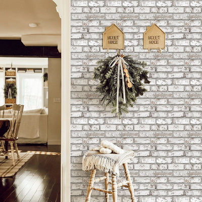 3D Rustic Whitewash Brick Peel and Stick Wall Tile