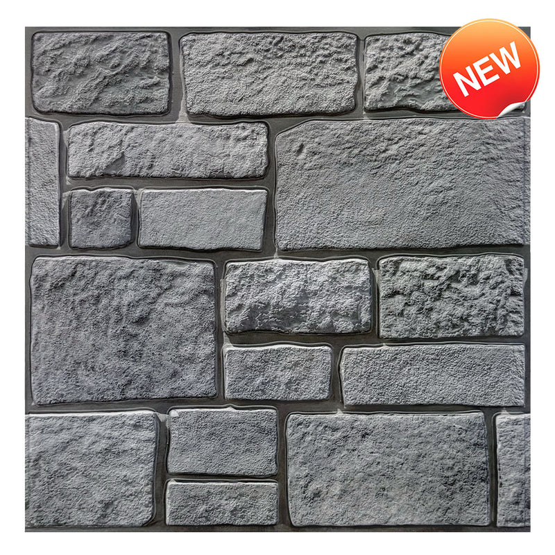 3D Old Gray Stone Peel and Stick Wall Tile