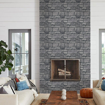 3D Old Gray Stone Peel and Stick Wall Tile