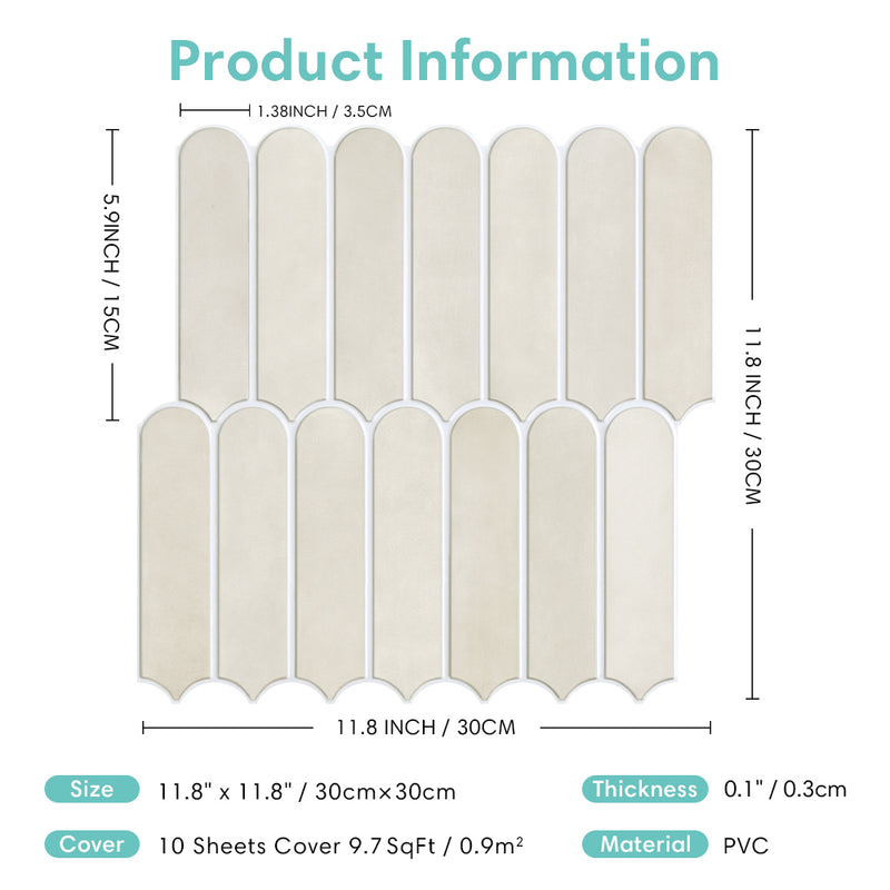 3D Toledo Cream Fish Scale Peel and Stick Wall Tile