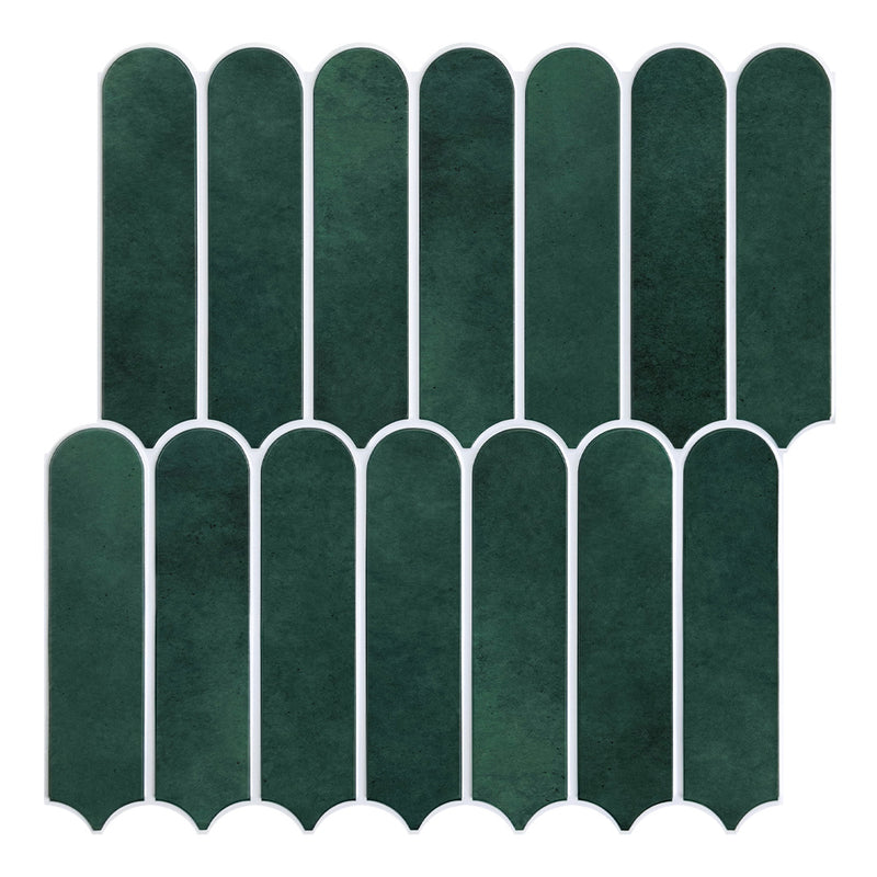 3D Forest Green Fish Scale Peel and Stick Wall Tile