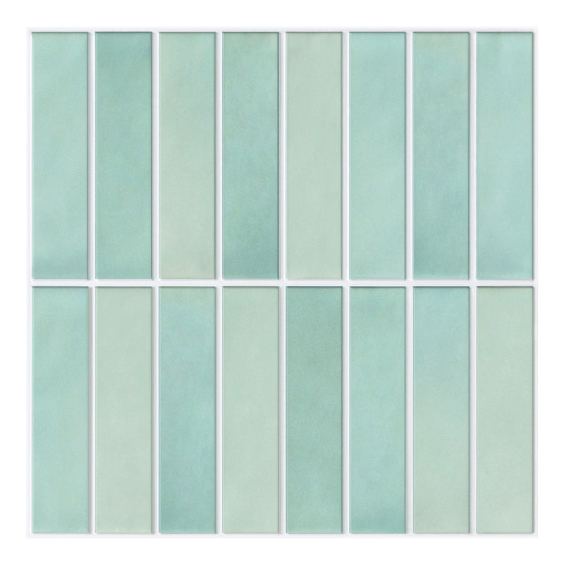 3D Light Green Gradient Linear Mosaic Peel and Stick Wall Tile