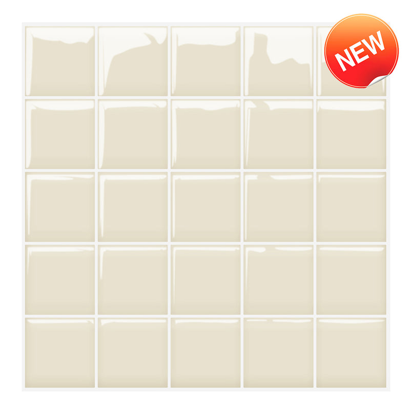 Beige Square Peel and Stick Tile Backsplash