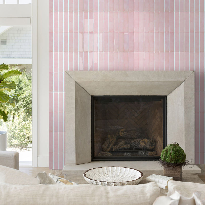 Pink Linear Peel and Stick Backsplash Tile