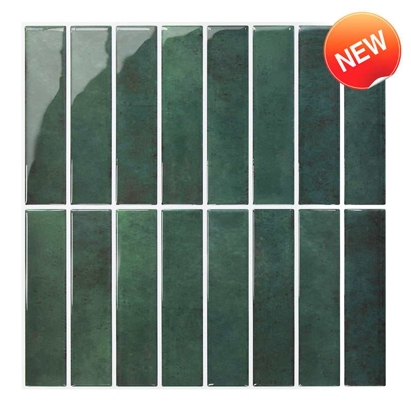 Forest Green Linear Peel and Stick Backsplash Tile