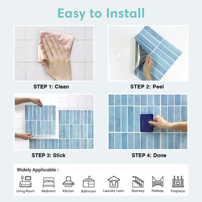 Aqua Blue Linear Peel and Stick Backsplash Tile