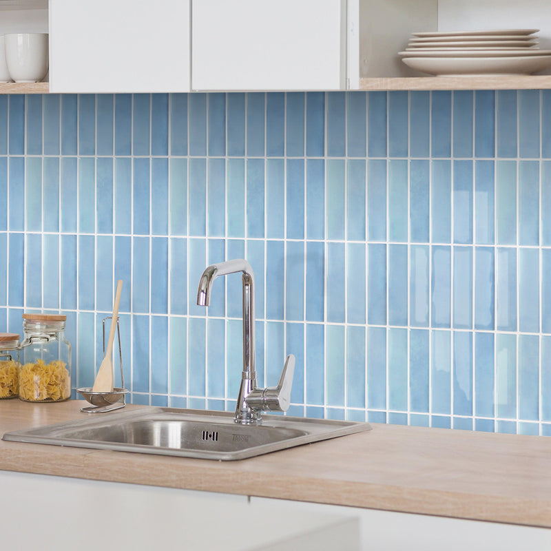 Aqua Blue Linear Peel and Stick Backsplash Tile