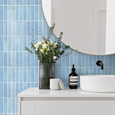 Aqua Blue Linear Peel and Stick Backsplash Tile