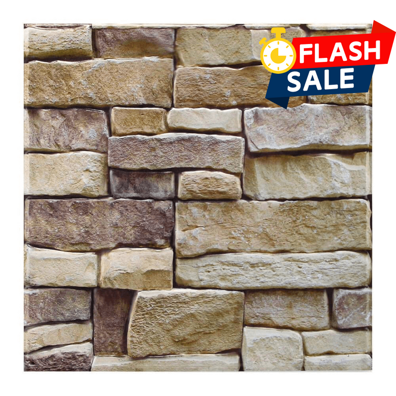 3D Vintage Brown Stone Peel and Stick Wall Tile