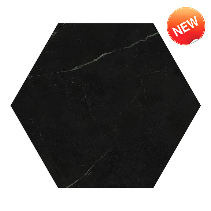 Black Marble Hexagon Peel and Stick Vinyl Floor Tile Sticker