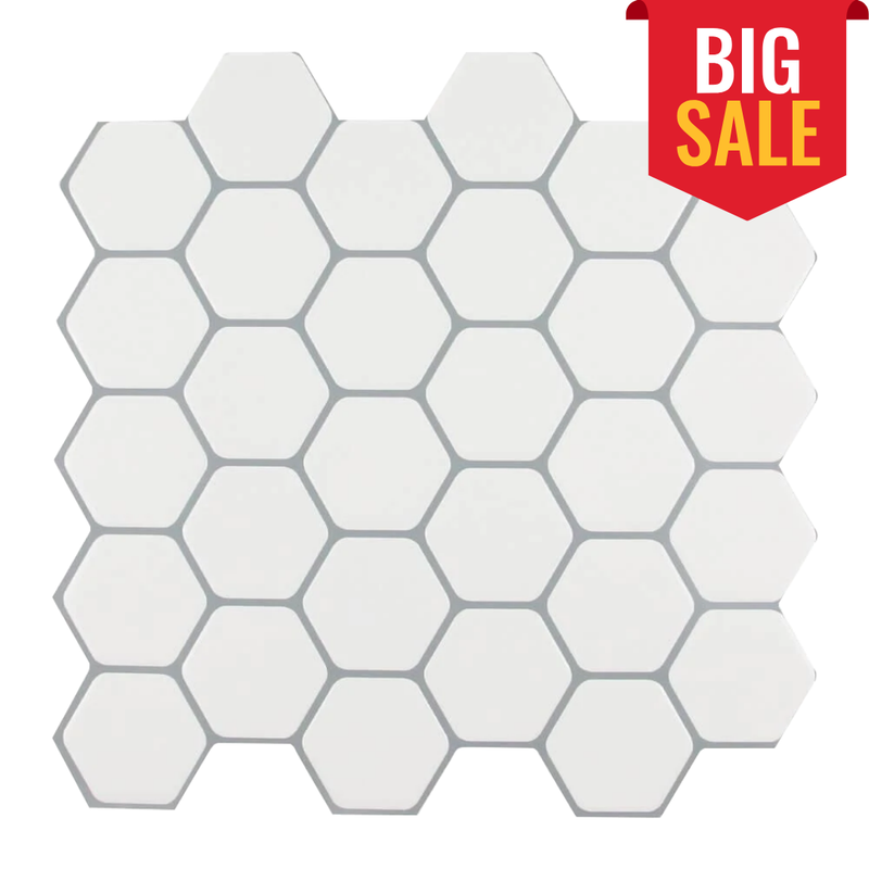 White Hexagon Backsplash Peel and Stick Tile - Thicker Design