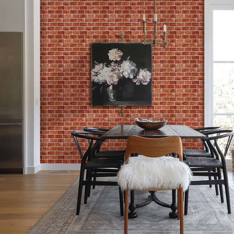 3D Red Ceramic Brick Peel and Stick Wall Tile_Linentree Decor