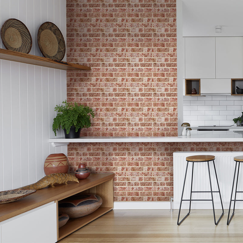 Azulejo de pared 3D Whitewash Red Brick Peel and Stick