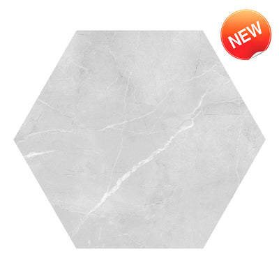 Grey Marble Hexagon Peel and Stick Vinyl Floor Tile Sticker