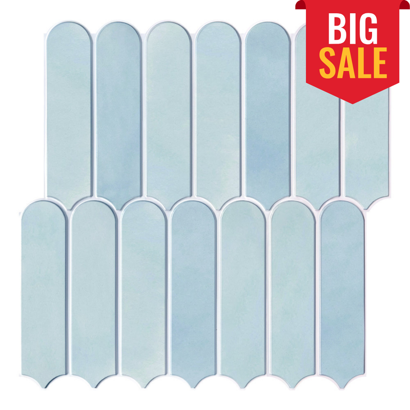 3D Sky Blue Fish Scale Peel and Stick Wall Tile