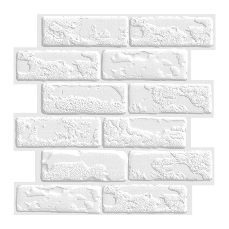 3D White Brick Peel and Stick Wall Tile