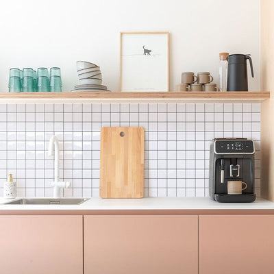 White Square Peel and Stick Backsplash Tile