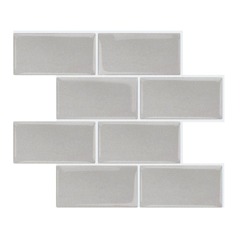 Silberne Subway-Backsplash-Fliese zum Abziehen und Aufkleben – dickeres Design