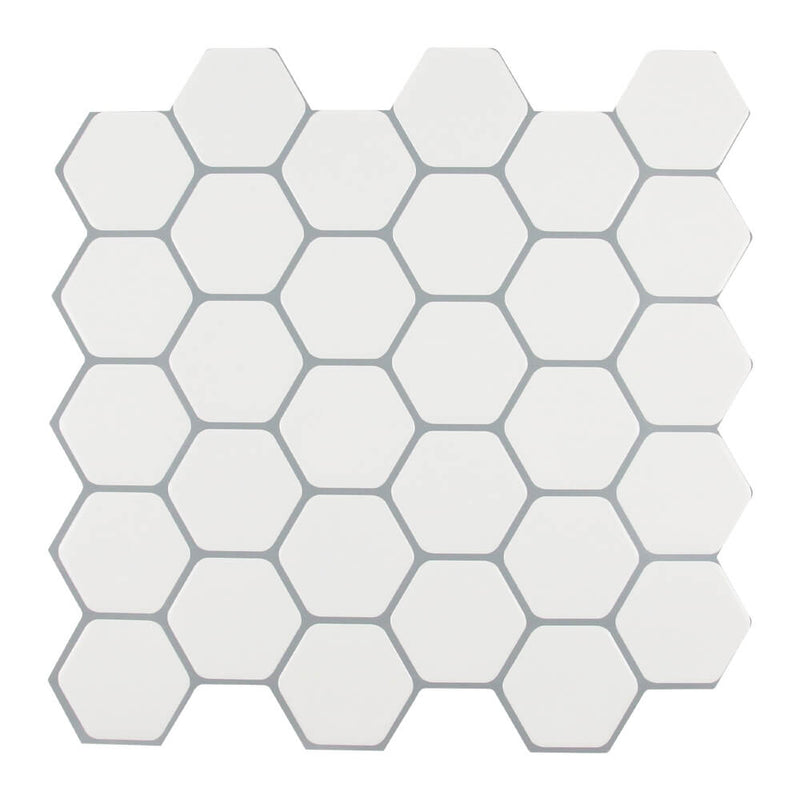 White Hexagon Backsplash Peel and Stick Tile - Thicker Design