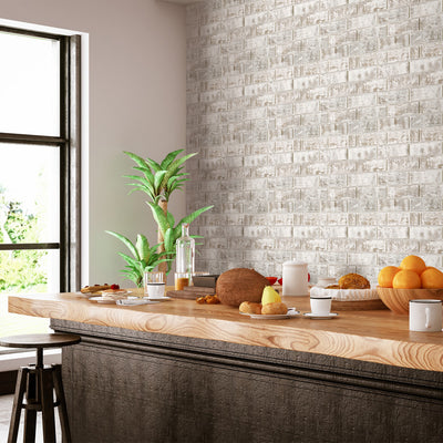 3D Whitewash Faux Brick Peel and Stick Wall Tile