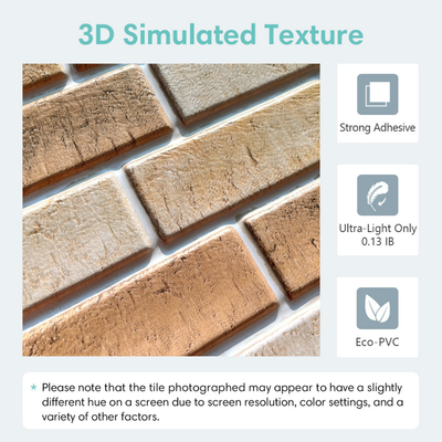 3D-Wandfliese aus hellbraunem Ziegelstein zum Abziehen und Aufkleben
